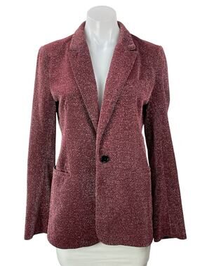 NEON BLONDE Seventeen Blazer Womens Wine Red Metallic Lurex Blazer Coat Jacket M